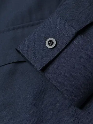 Saks Fifth Avenue Men's COLLECTION Solid Wool Woven Overshirt - Navy | Thumbnail 6