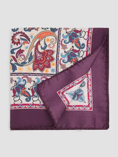Kiton Men's Silk Multicolor Paisley Pocket Square | Thumbnail 2 Kiton Men's Silk Multicolor Paisley Pocket Square | Thumbnail 2