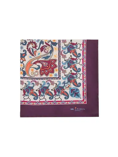 Kiton Men's Silk Multicolor Paisley Pocket Square | Thumbnail 1 Kiton Men's Silk Multicolor Paisley Pocket Square | Thumbnail 1