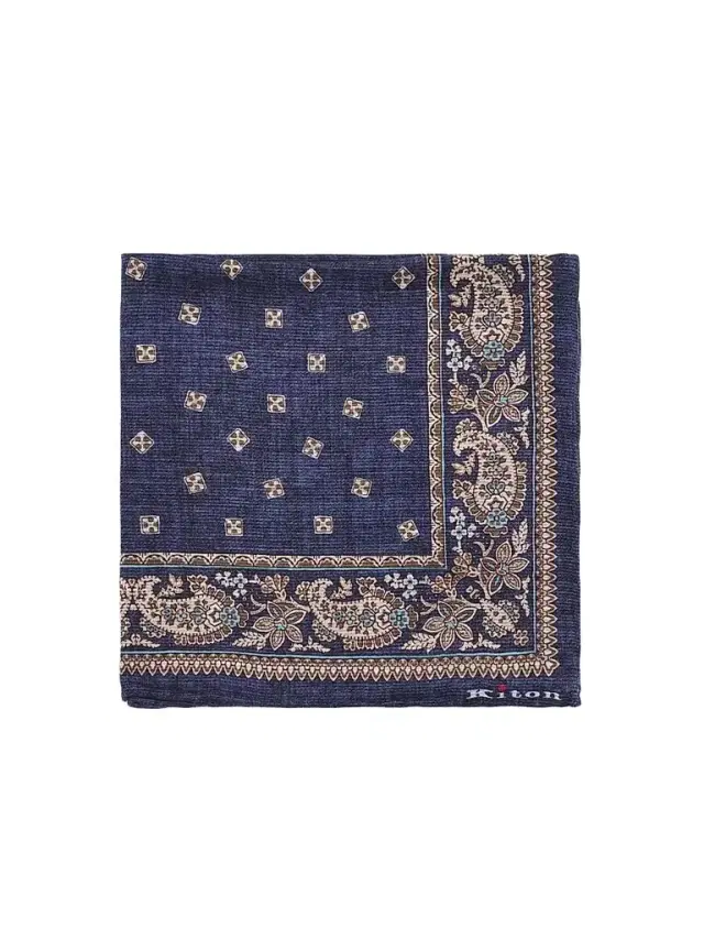 Kiton Men's Silk Pocket Square - Navy