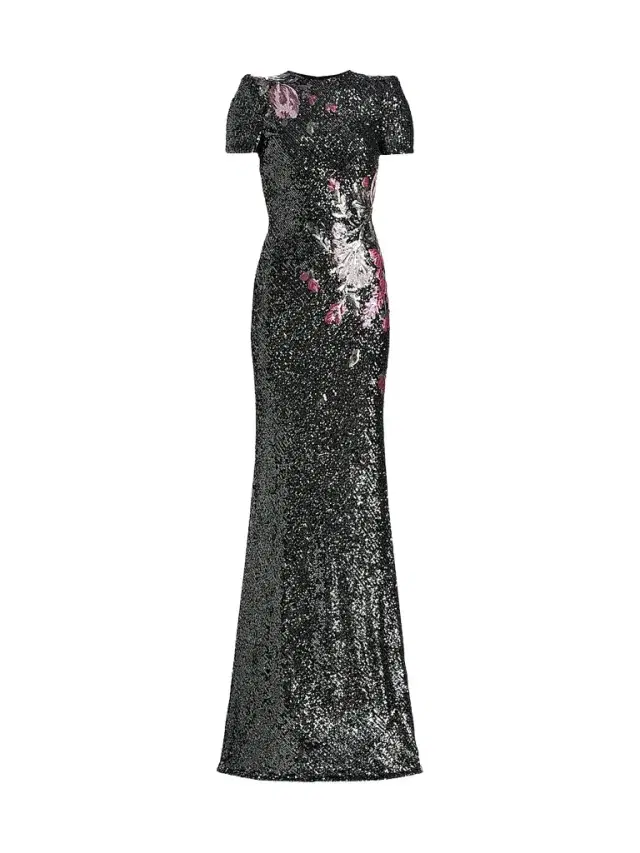 Naeem Khan Women's Floral-Sequined Mermaid Gown - Gunmetal Multi