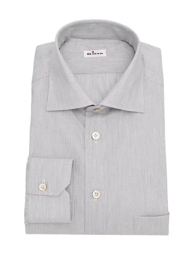 Men's Cotton Button-Front Shirt - Grey