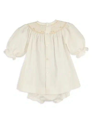 Luli & Me Baby Girl's 3-Piece Cotton-Blend Bonnet, Dress & Bloomers Set - Ivory - Size 18 Months | Thumbnail 2