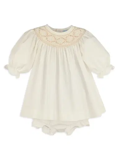 Luli & Me Baby Girl's 3-Piece Cotton-Blend Bonnet, Dress & Bloomers Set - Ivory - Size 18 Months | Thumbnail 1