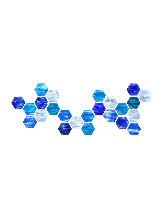 Karo Studios Block Series 25-Piece Water Hexagonal Glass Wall Sculpture - Blue
