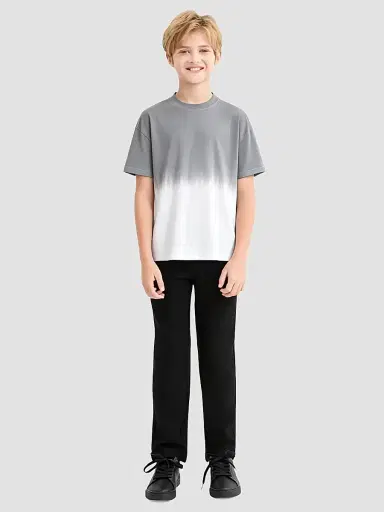 Moustache Boy's Gradient T-Shirt - Grey - Size 16 | Thumbnail 3