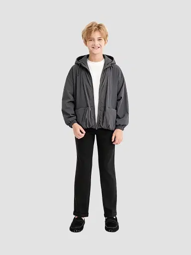 Moustache Boy's Hooded Jacket - Black - Size 16 | Thumbnail 3