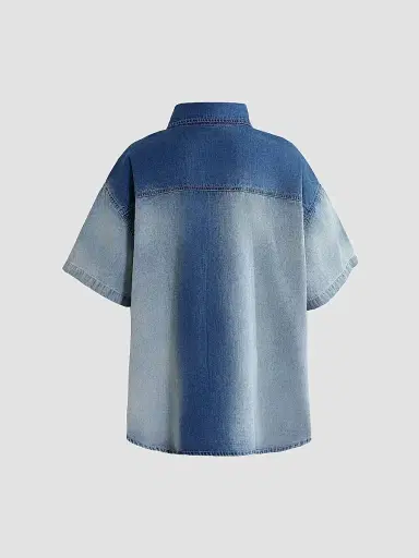 Moustache Boy's Gradient Denim Shirt - Blue - Size 16 | Thumbnail 2 Moustache Boy's Gradient Denim Shirt - Blue - Size 16 | Thumbnail 2