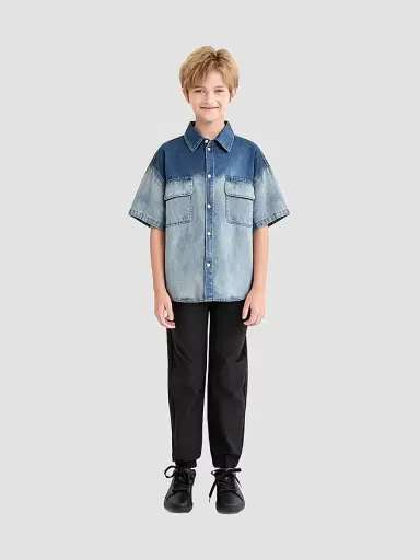 Moustache Boy's Gradient Denim Shirt - Blue - Size 16 | Thumbnail 3 Moustache Boy's Gradient Denim Shirt - Blue - Size 16 | Thumbnail 3