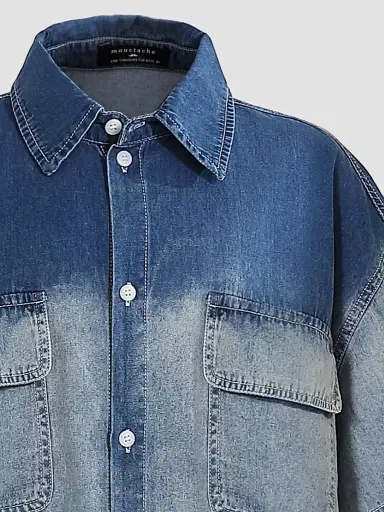 Moustache Boy's Gradient Denim Shirt - Blue - Size 16 | Thumbnail 4 Moustache Boy's Gradient Denim Shirt - Blue - Size 16 | Thumbnail 4