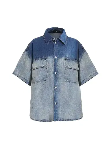 Moustache Boy's Gradient Denim Shirt - Blue - Size 16 | Thumbnail 1 Moustache Boy's Gradient Denim Shirt - Blue - Size 16 | Thumbnail 1
