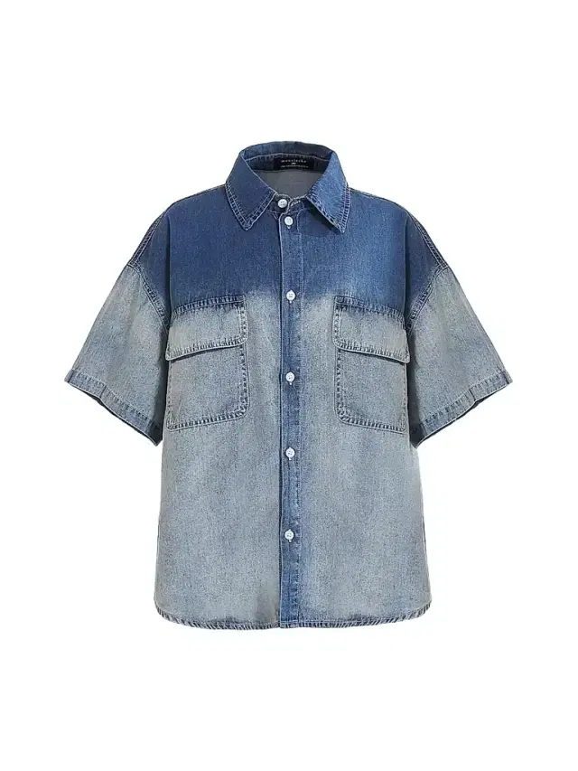 Moustache Boy's Gradient Denim Shirt - Blue