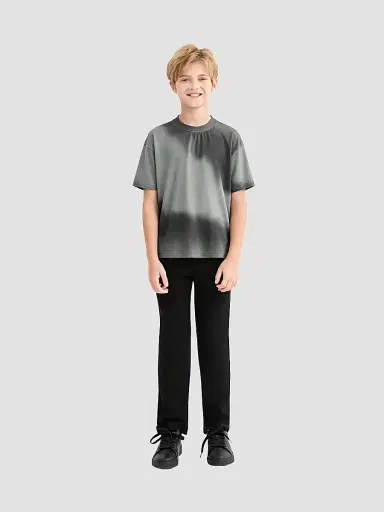 Moustache Boy's Gradient Tie Dye T-Shirt - Grey - Size 16 | Thumbnail 3