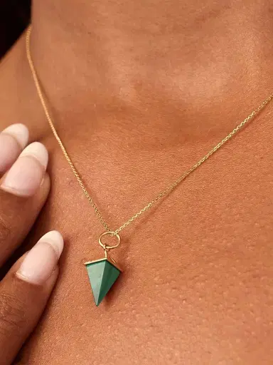 Oradina Women's Prism Point Pendant Charm in 14K Yellow Gold - Black Onyx Gold | Thumbnail 2