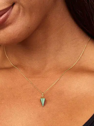 Oradina Women's Prism Point Pendant Charm in 14K Yellow Gold - Black Onyx Gold | Thumbnail 3