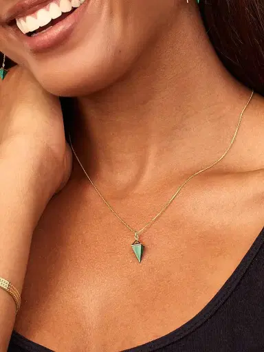 Oradina Women's Prism Point Pendant Charm in 14K Yellow Gold - Black Onyx Gold | Thumbnail 4