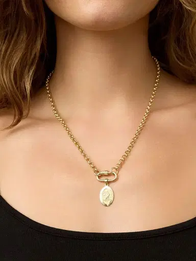 Oradina Women's St. Christopher Medal Pendant Charm in 14K Yellow Gold - Gold | Thumbnail 2