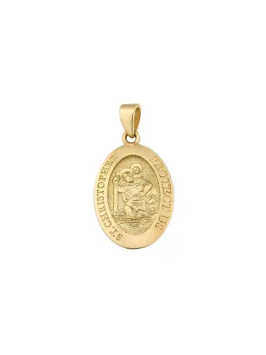 Oradina Women's St. Christopher Medal Pendant Charm in 14K Yellow Gold - Gold | Thumbnail 1