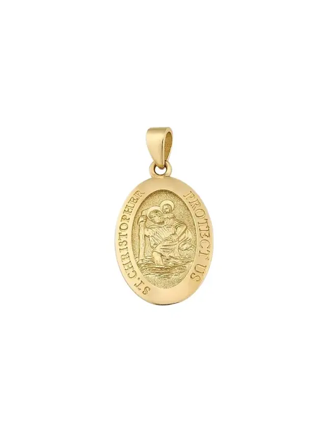Women's St. Christopher Medal Pendant Charm in 14K Yellow Gold - Gold
