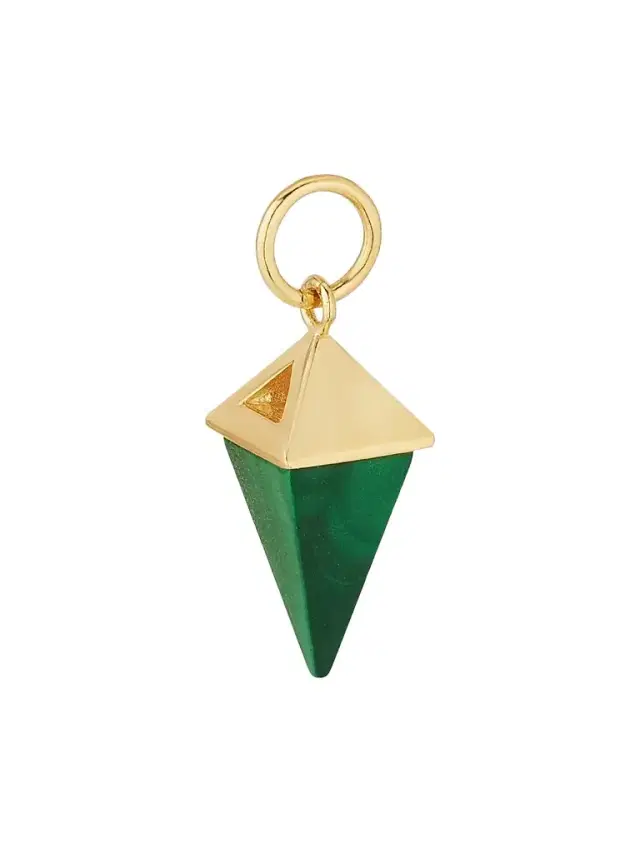 Women's Prism Point Pendant Charm in 14K Yellow Gold - Green Malachite Gold