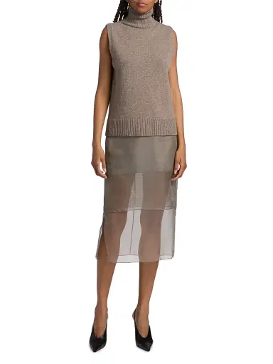 Brandon Maxwell Women's The Bruno Sleeveless Wool-Cashmere Vest - Truffle - Size XS | Thumbnail 2