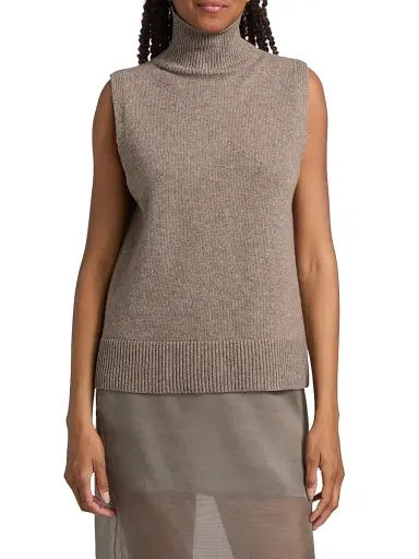 Brandon Maxwell Women's The Bruno Sleeveless Wool-Cashmere Vest - Truffle - Size XS | Thumbnail 3