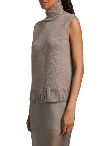 Brandon Maxwell Women's The Bruno Sleeveless Wool-Cashmere Vest - Truffle - Size XS | Thumbnail 4