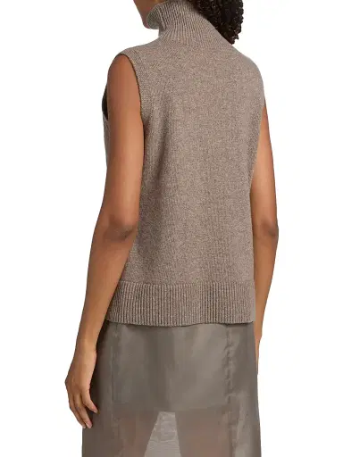 Brandon Maxwell Women's The Bruno Sleeveless Wool-Cashmere Vest - Truffle - Size XS | Thumbnail 5