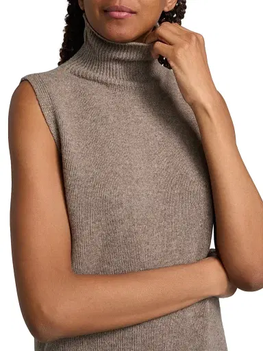 Brandon Maxwell Women's The Bruno Sleeveless Wool-Cashmere Vest - Truffle - Size XS | Thumbnail 6