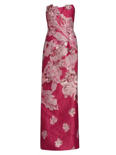 Rene Ruiz Collection Women's Strapless Floral Jacquard Mermaid Gown - Pink - Size 10 | Thumbnail 1 Rene Ruiz Collection Women's Strapless Floral Jacquard Mermaid Gown - Pink - Size 10 | Thumbnail 1