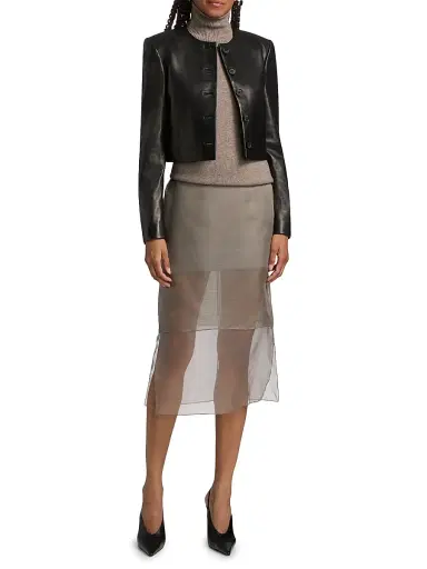 Brandon Maxwell Women's The Ryder Leather Jacket - Black - Size 8 | Thumbnail 2