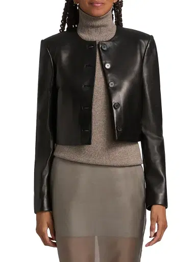 Brandon Maxwell Women's The Ryder Leather Jacket - Black - Size 8 | Thumbnail 3