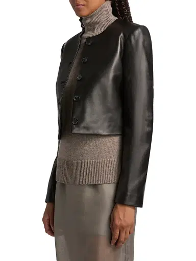 Brandon Maxwell Women's The Ryder Leather Jacket - Black - Size 8 | Thumbnail 4
