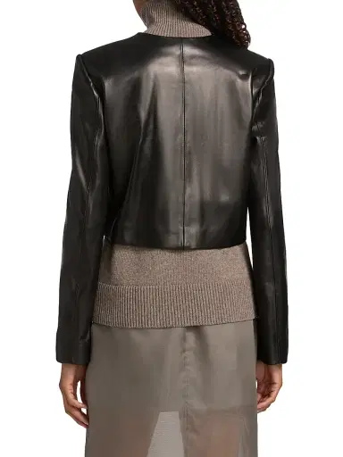 Brandon Maxwell Women's The Ryder Leather Jacket - Black - Size 8 | Thumbnail 5