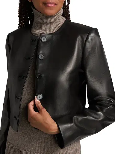 Brandon Maxwell Women's The Ryder Leather Jacket - Black - Size 8 | Thumbnail 6