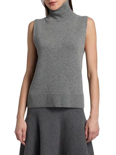 Brandon Maxwell Women's The Bruno Sleeveless Wool-Cashmere Vest - Heather Grey - Size XS | Thumbnail 3 Brandon Maxwell Women's The Bruno Sleeveless Wool-Cashmere Vest - Heather Grey - Size XS | Thumbnail 3
