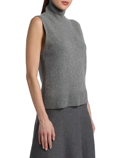 Brandon Maxwell Women's The Bruno Sleeveless Wool-Cashmere Vest - Heather Grey - Size XS | Thumbnail 4 Brandon Maxwell Women's The Bruno Sleeveless Wool-Cashmere Vest - Heather Grey - Size XS | Thumbnail 4