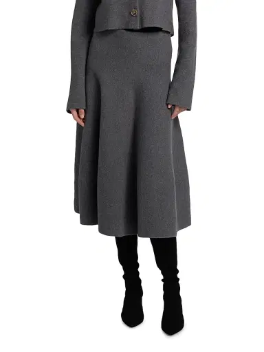 Brandon Maxwell Women's The Miller Structured Wool Midi-Skirt - Heather Grey - Size XS | Thumbnail 3 Brandon Maxwell Women's The Miller Structured Wool Midi-Skirt - Heather Grey - Size XS | Thumbnail 3