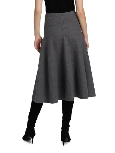 Brandon Maxwell Women's The Miller Structured Wool Midi-Skirt - Heather Grey - Size XS | Thumbnail 5 Brandon Maxwell Women's The Miller Structured Wool Midi-Skirt - Heather Grey - Size XS | Thumbnail 5