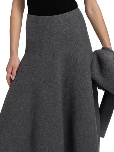 Brandon Maxwell Women's The Miller Structured Wool Midi-Skirt - Heather Grey - Size XS | Thumbnail 6 Brandon Maxwell Women's The Miller Structured Wool Midi-Skirt - Heather Grey - Size XS | Thumbnail 6