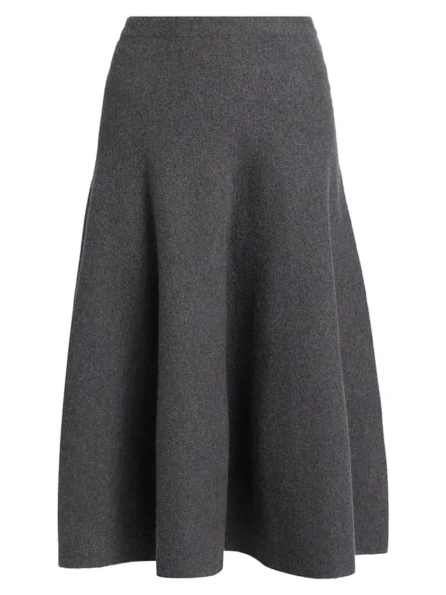 Brandon Maxwell Women's The Miller Structured Wool Midi-Skirt - Heather Grey