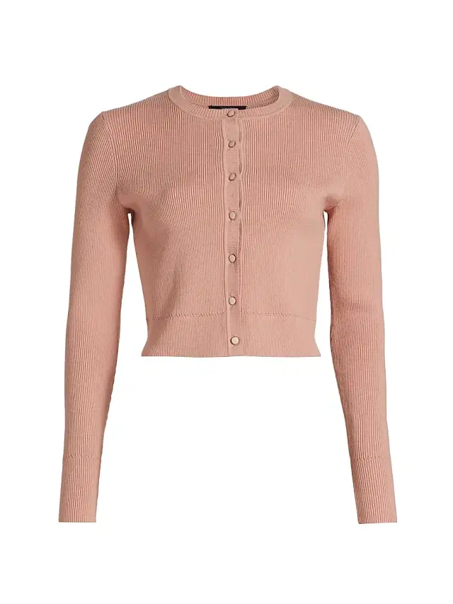 Toccin Women's Zoe Rib-Knit Crop Cardigan - Blush