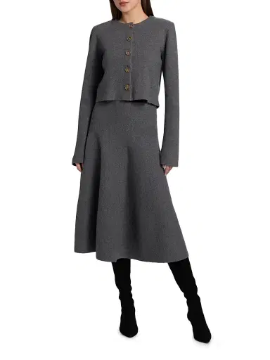 Brandon Maxwell Women's The Ryder Wool Knit Jacket - Heather Grey - Size XS | Thumbnail 2