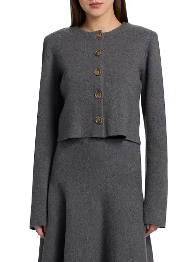 Brandon Maxwell Women's The Ryder Wool Knit Jacket - Heather Grey - Size XS | Thumbnail 3