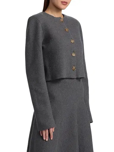 Brandon Maxwell Women's The Ryder Wool Knit Jacket - Heather Grey - Size XS | Thumbnail 4