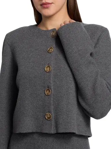 Brandon Maxwell Women's The Ryder Wool Knit Jacket - Heather Grey - Size XS | Thumbnail 6
