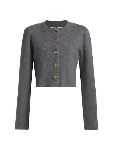 Brandon Maxwell Women's The Ryder Wool Knit Jacket - Heather Grey - Size XS | Thumbnail 1