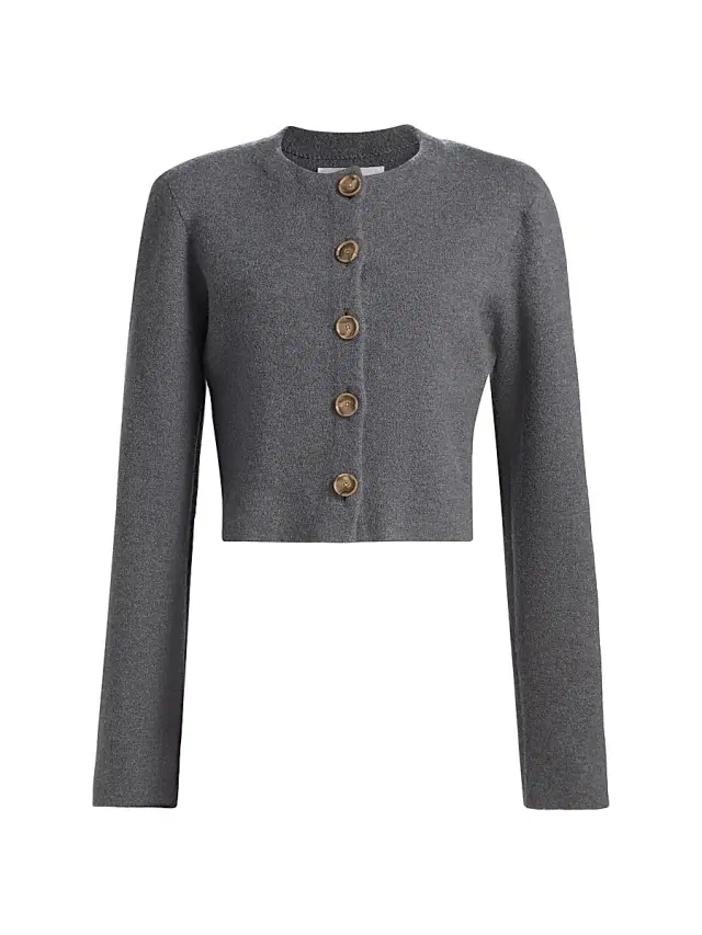 Brandon Maxwell Women's The Ryder Wool Knit Jacket - Heather Grey