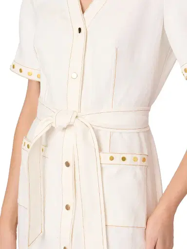 Shoshanna Women's Laurie Denim Shirtdress - Ivory - Size 14 | Thumbnail 4 Shoshanna Women's Laurie Denim Shirtdress - Ivory - Size 14 | Thumbnail 4