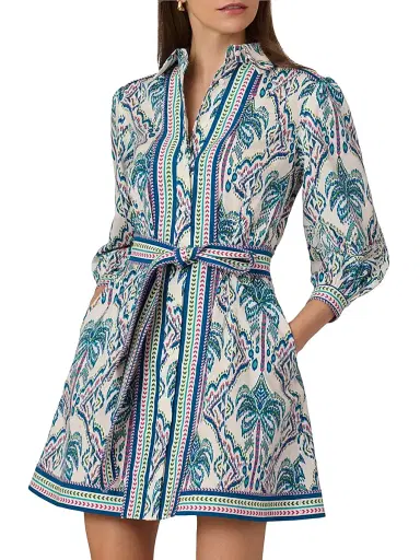 Shoshanna Women's Vesey Tapestry Print Mini Shirtdress - Blue Multi | Thumbnail 2 Shoshanna Women's Vesey Tapestry Print Mini Shirtdress - Blue Multi | Thumbnail 2